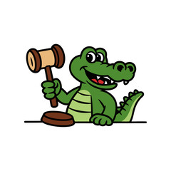Cartoon Alligator Judge Holding Gavel logo