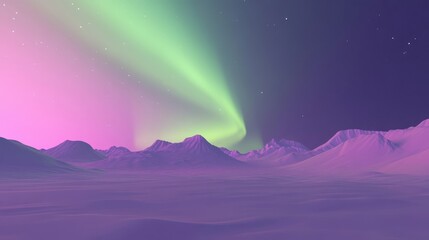 Obraz premium Pastel aurora borealis over a snowy landscape.