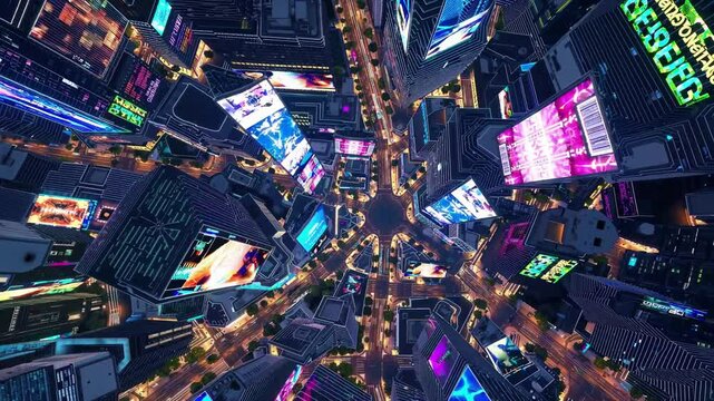 Night camera dives between towers where city lights blaze, buzzing streets pulse under city lights glow, vivid scene sells adventures born beneath mesmerising city lights. Concept tourism