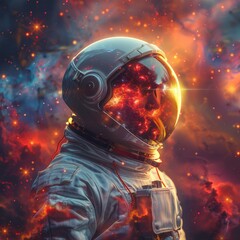 Astronaut's Cosmic Inferno A Surreal Space Exploration