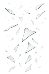 falling broken peaces of glass. shards of glass cutout transparent background png