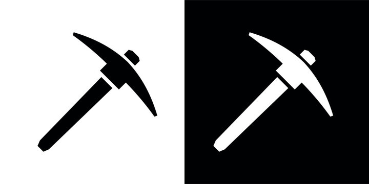 Pickaxe (kylo, kayla) icon. Symbol of work, extraction, or mine. Attribute of a quarry, miner, or worker. Hand-held impact tool for gold or ore mining.