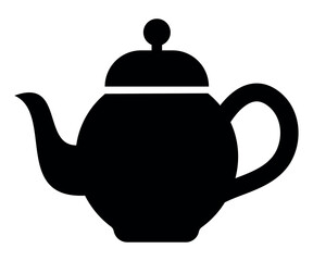 Black Teapot Silhouette Icon Vector Illustration