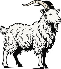 Thick Goat Vector Illustration with Cool Line Style