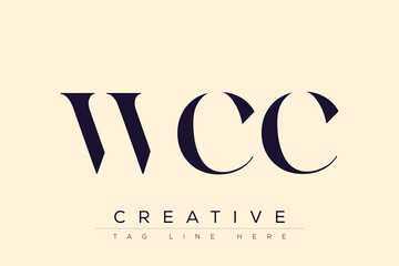 WCC abstract letter logo design. This logo is designed by three abstract letters.