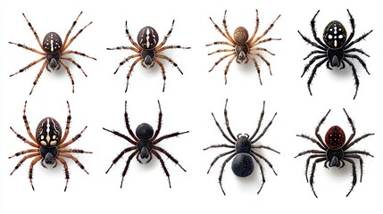 Illustration of common household spiders with identification labels