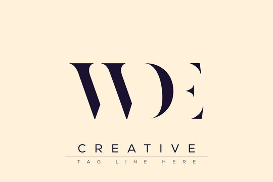 WDE abstract letter logo design. This logo is designed by three abstract letters.