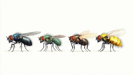 Illustration showing different fly species side by side