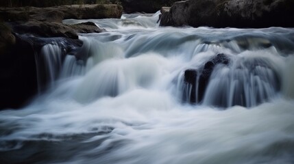 Fototapeta premium Fast-flowing river cascading over rocks