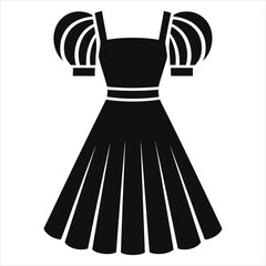 Stylish Puff Sleeve Dress Vector Silhouette/A simple, elegant silhouette of a dress with puffy sleeves.