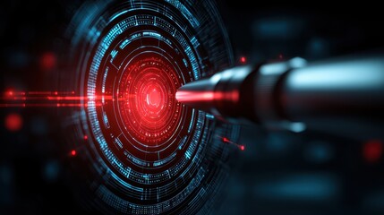 Intense red laser beam, a vibrant display of light and energy