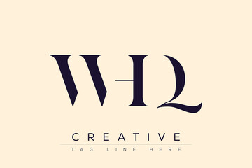 WHQ abstract letter logo design. This logo is designed by three abstract letters.