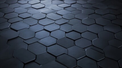 Illuminated black hexagon pattern, a modern abstract design with light effects hexagonal