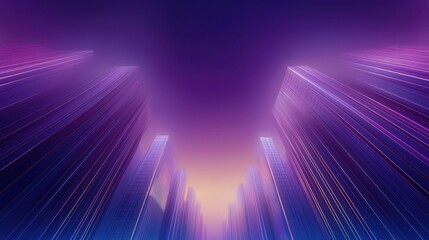 Dynamic lines and futuristic architecture in abstract cityscape background