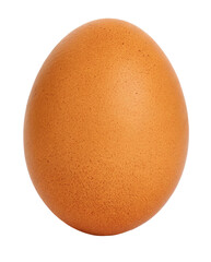 A close up studio shot of a single brown chicken egg with a smooth shell on a black background on transparent background