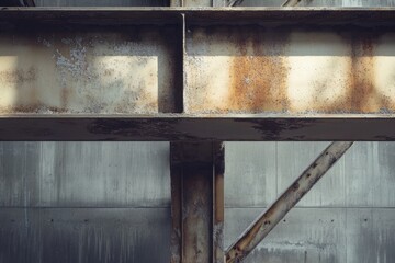 Industrial metal beams and support structure detail.