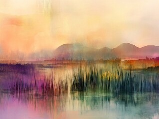 Misty Sunrise Over Still Water