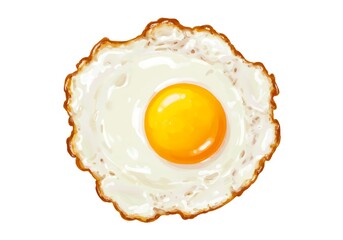 A sunny side up egg with a bright yellow yolk isolated on a white background in a watercolor style