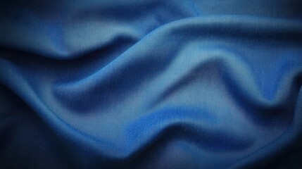Deep blue fabric texture, a closeup view of textile surface detail closeup