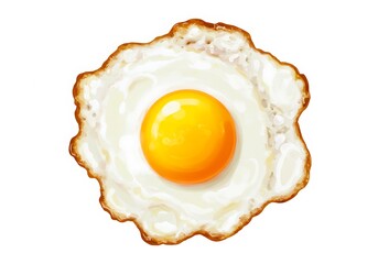 A single fried egg with a bright yellow yolk isolated on a plain white background illustration