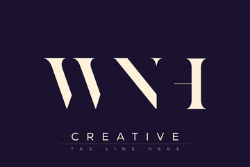 Fototapeta premium WNH abstract letter logo design. This logo is designed by three abstract letters.