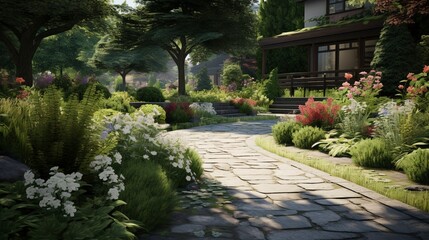 A photo of a well-maintained garden and landscaping