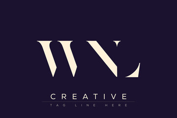 WNL abstract letter logo design. This logo is designed by three abstract letters.