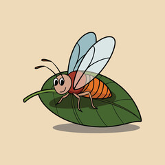 a cute Fruit fly hand drawn vector art illustration
