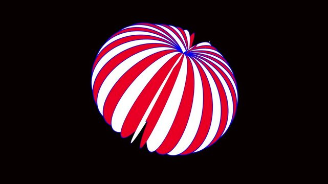 3d animation of a circle arrangement with a pattern of orange-like planes rotating repeatedly
