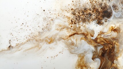 Abstract fluid art in creamy white and brown tones