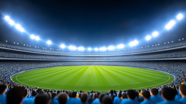 Cricket Stadium with crowd, stadium background, stadium mockup