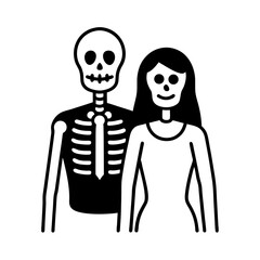 Skeleton Waving Vector on White Background  Fun Spooky Halloween Clipart

