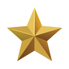 Obraz premium Golden shiny 3D star decoration on white background