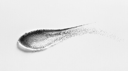 Obraz premium Creative design made of black sand shaped like a footprint on a white surface, showcasing artistic expression and contrast