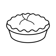 Whole Pie Vector on White Background Delicious Bakery Clipart Illustration

