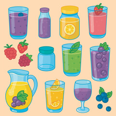 Cartoon Fruit Drinks Collection