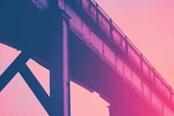 Fototapeta premium Elevated metal structure with a vibrant color gradient.