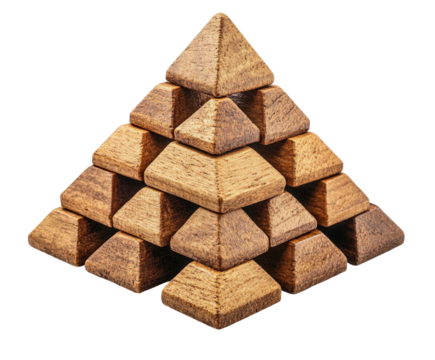 Building a wooden pyramid structure decorative isolated on transparent background