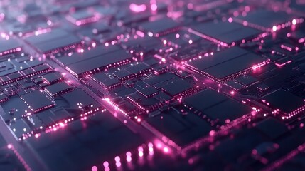 Obraz premium Abstract circuit board, glowing components