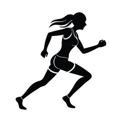 Woman running silhouette vector.