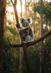 Fototapeta premium Golden Hour Koala AI Generated