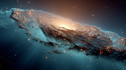 Epic cosmic galaxy with glowing nebula and stars, deep space universe background, science fiction astronomy concept, infinite cosmos, futuristic and mystical atmosphere