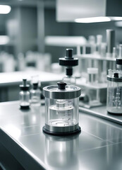 Laboratory Bench with Glassware