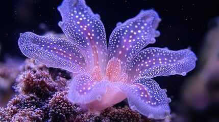 Fototapeta premium A vibrant underwater scene featuring a luminous jellyfish floating gracefully among coral reefs