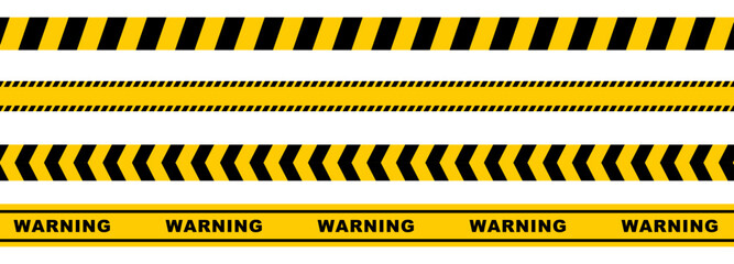 Caution tape warning vector illustration with yellow and black hazard stripes. Ideal for safety signage, construction zones, restricted areas, or alert graphics in Graphic Design and editorial design.