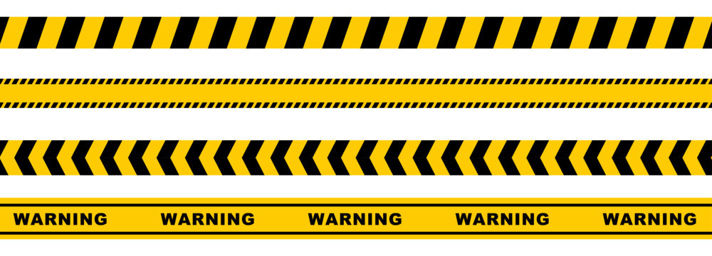 Caution tape warning vector illustration with yellow and black hazard stripes. Ideal for safety signage, construction zones, restricted areas, or alert graphics in Graphic Design and editorial design.