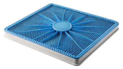 Close up of a Blue Gel Seat Cushion with Geometric Pattern