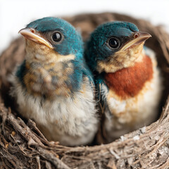 two little birds in nest