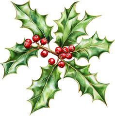 Colorful Holly Berries and Leaves Decoration