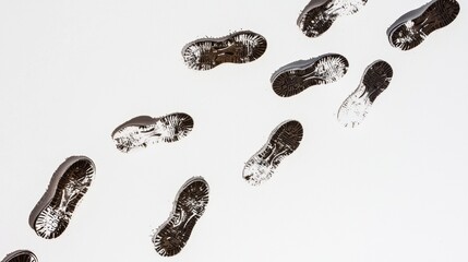 Footprints on a white surface suggest movement and storytelling in a creative space